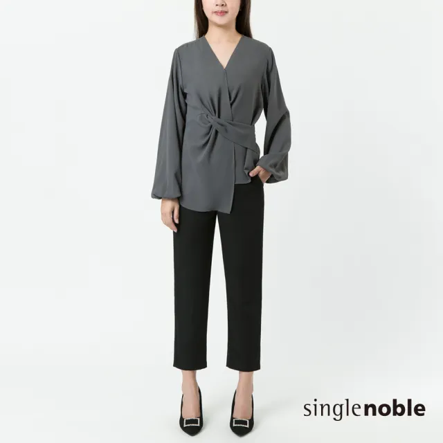 【SingleNoble 獨身貴族】幹練職場女性不規則長袖造型上衣(1色)