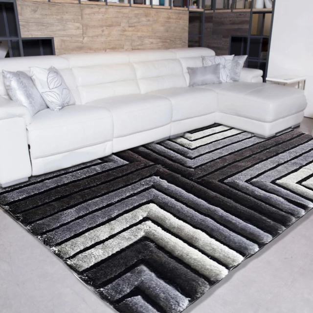 Fuwaly 密爾瓦基地毯-160x230cm(現代感 線條 長毛地毯 大地毯 柔軟 客廳地毯 起居室地毯)