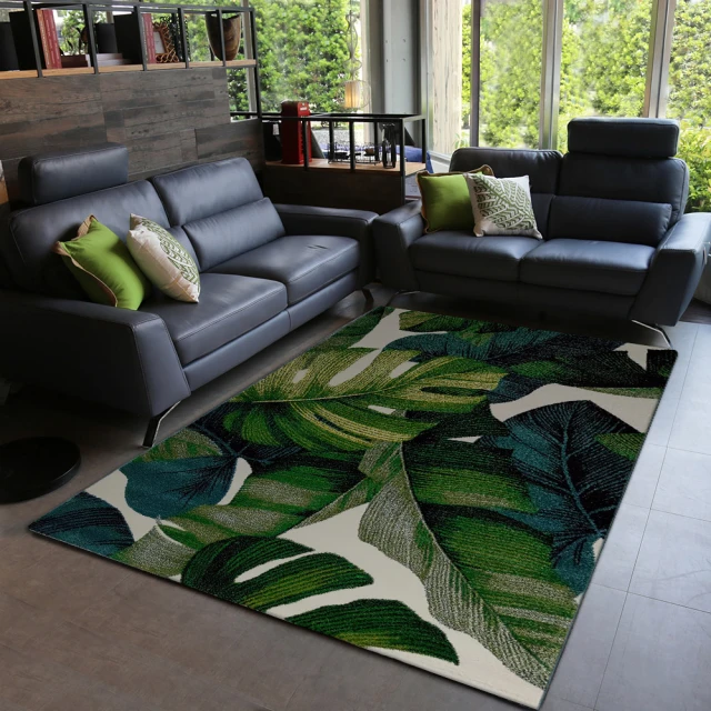 Fuwaly 雅加達地毯-200x290cm(綠葉 交織 大地毯 客廳 書房 臥室)