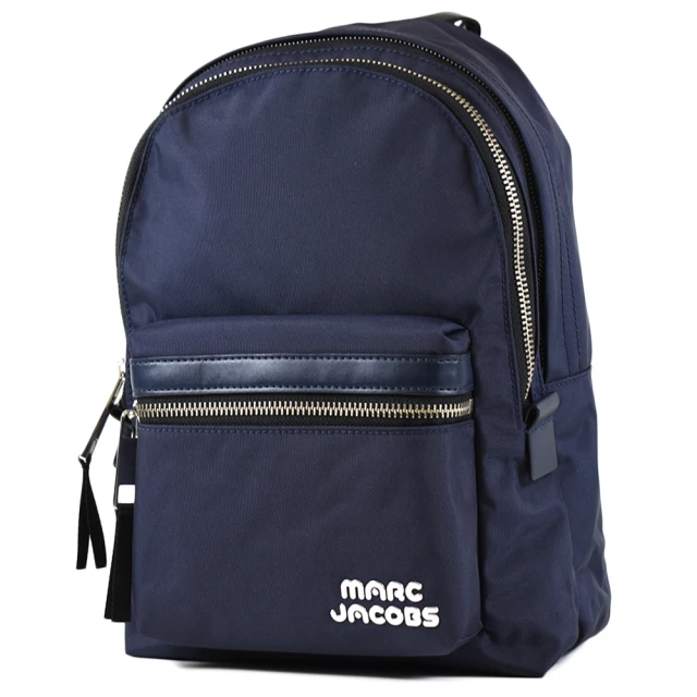 MARC JACOBS 馬克賈伯MARC JACOBS 馬克賈伯 銀字LOGO尼龍拉鍊後背包-午夜藍/大