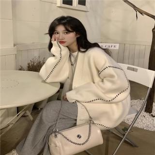 【D.studio】韓版黑色輕熟寬鬆慵懶風針織外套(上衣 女裝 衣服 外套 長袖上衣 長版外套 毛衣 J235)