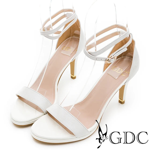 GDC 性感女神party款圓頭時髦高跟細跟雙繞帶素色涼鞋-米色(313438-10)