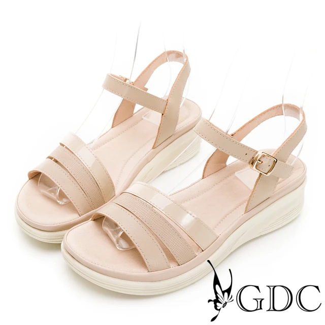 GDC 清新百搭款經典線條春夏舒適涼鞋-粉膚色(312445-52)