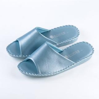 【PANSY】女士 手工製作 防滑舒適柔軟皮革室內拖鞋 室內鞋 拖鞋 防滑拖鞋(藍色 8688)