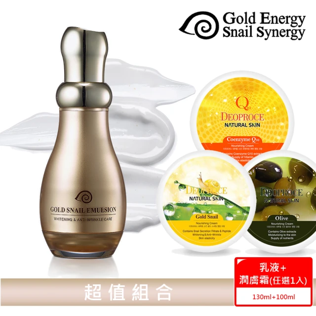 Gold Energy Snail Synergy 即期品黃金蝸牛極緻透白防皺乳液效期2024/05(贈DEOPROCE 緊緻潤膚霜)