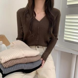 【D.studio】韓版氣質V領溫柔風針織外套(針織上衣 女裝 衣服 外套 長袖上衣 薄外套 罩衫 防曬外套 J251)