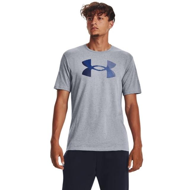 【UNDER ARMOUR】上衣 男款 短袖上衣 運動 BIG LOGO 灰 1379451-035