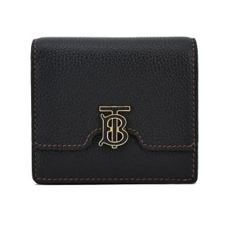 【BURBERRY 巴寶莉】TB LOGO小牛皮對開短夾(黑色)