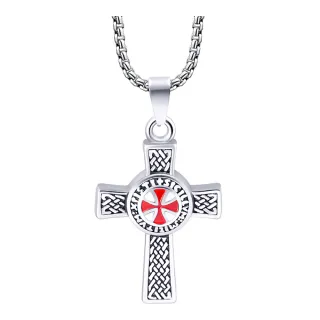 【Jpqueen】時尚流行雙面十字架鈦鋼男士項鍊(銀色)