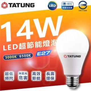 【TATUNG 大同】4入組 14W LED燈泡 省電燈泡 E27燈頭(6500K白光/3000K黃光)