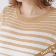 【betty’s 貝蒂思】變化條紋圓領七分袖針織上衣(卡其色)