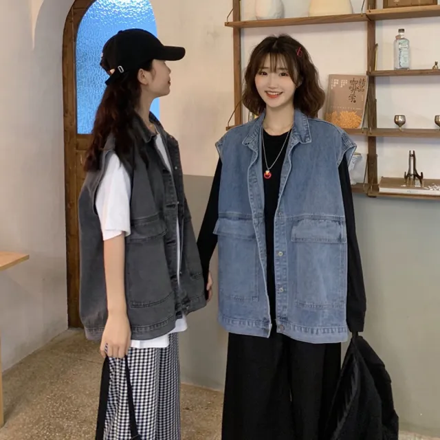 【D.studio】韓版寬鬆百搭顯瘦牛仔外套(牛仔上衣 牛仔背心 上衣 女裝 衣服 外套  J124)