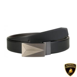 【Automobili Lamborghini】藍寶堅尼 義大利頂級小牛皮皮帶 LBCU00153M(125cm)