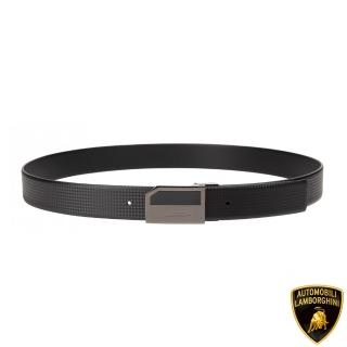 【Automobili Lamborghini】藍寶堅尼 義大利頂級小牛皮皮帶 LBCU00155M(125cm)