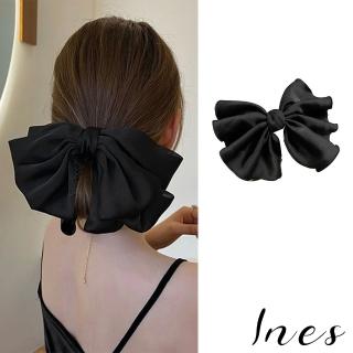 【INES】蝴蝶結髮夾 簡約髮夾/法式簡約經典大蝴蝶結造型髮夾 馬尾夾(2色任選)