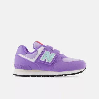 【NEW BALANCE】兒童 慢跑鞋 麂皮 復古 寬楦 童鞋 魔鬼氈 574 Hook & Loop-W楦 紫