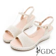 【GDC】日系素色春夏繽紛真皮沖孔楔型涼鞋-米色(310216-10)