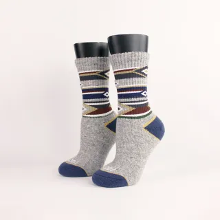 【FOOTER】2入組-印地安圖騰登山羊毛登山襪(K186M/L/XL)-保暖襪 除臭襪  羊毛厚襪