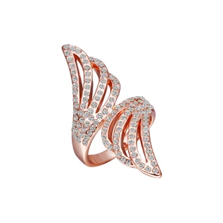 【Aphrodite 愛芙晶鑽】鑲鑽戒指/天使之翼造型鑲鑽戒指(玫瑰金色)