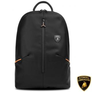 【Automobili Lamborghini】藍寶堅尼 義大利頂級皮革後背包 0230T(黑色)