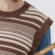 【betty’s 貝蒂思】牛仔泡泡袖拼接條紋針織上衣(咖啡色)