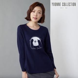 【YVONNE 以旺傢飾】海獺貼布繡長袖上衣(深丈青)