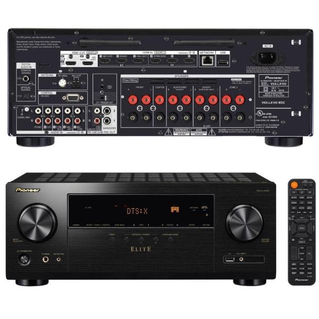 Pioneer 先鋒 VSX-LX105 黑色系 7.2聲道 AV擴大機，尺寸43.5 x 17.3 x 37 cm，重量9.8kg，產地馬來西亞。支援WiFi與藍芽Bluetooth，附遙控器、說明書及保證書。電源供應110V，1年保固，NCC認證碼CCAI17LP040AT4，BSMI許可字號R31271。完美適閤家用劇院，提供高品質音效體驗，提升您的影音娛樂享受。