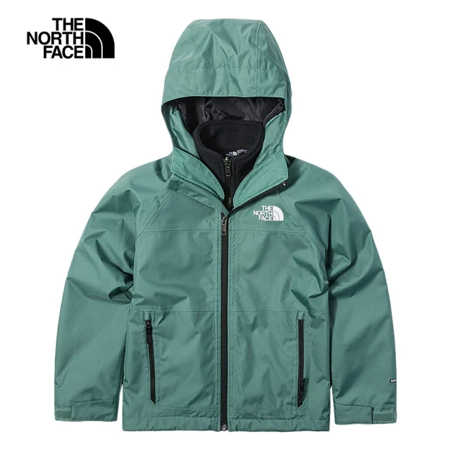 The North Face 北面兒童綠色防水透氣舒適保暖連帽三合一外套｜82Y1I0F