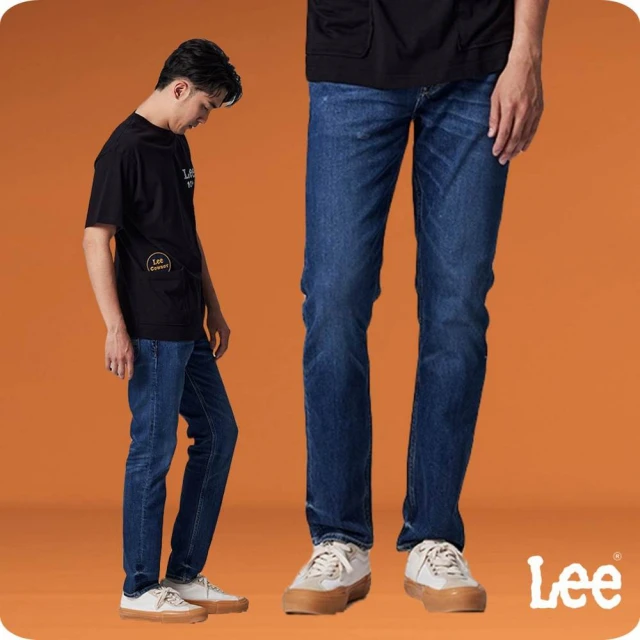 Lee 男裝 牛仔褲 / 705 中腰標準小直筒 雙皮牌 中藍洗水 / 101+ 系列(LB317061930)