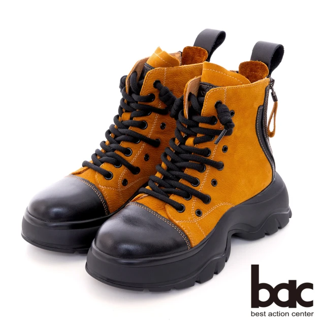 bacbac 彩色綁帶造型厚底休閒短靴(黃色)