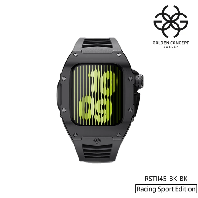 Golden Concept Apple Watch 45mm 保護殼 黑色錶殼/黑色橡膠錶帶(RSTll45-BK-BK)