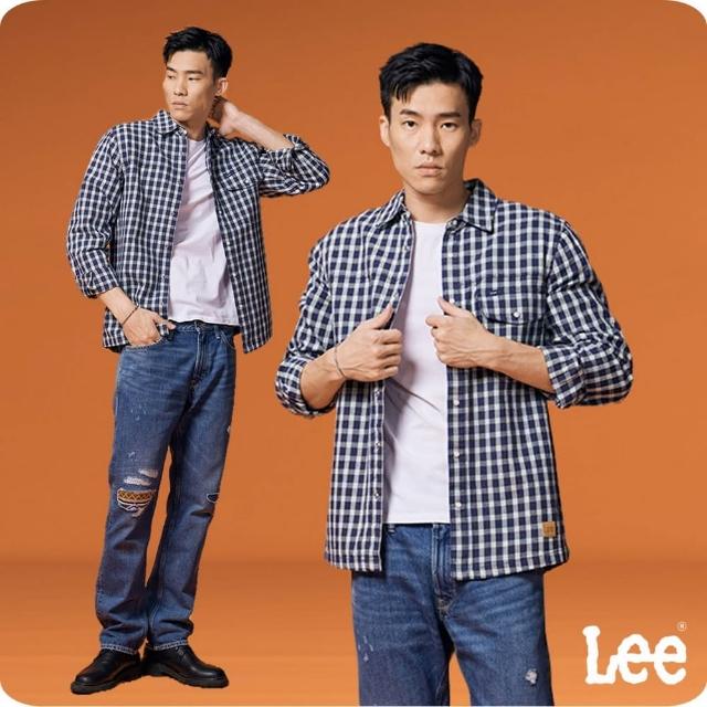 【Lee 官方旗艦】男裝 長袖襯衫 / 經典細格 海軍藍 舒適版型 / 101+ 系列(LB307004742)