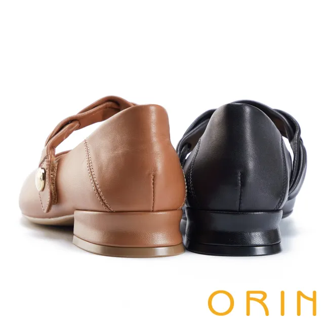 【ORIN】復古女伶尖頭低跟瑪莉珍鞋(棕色)