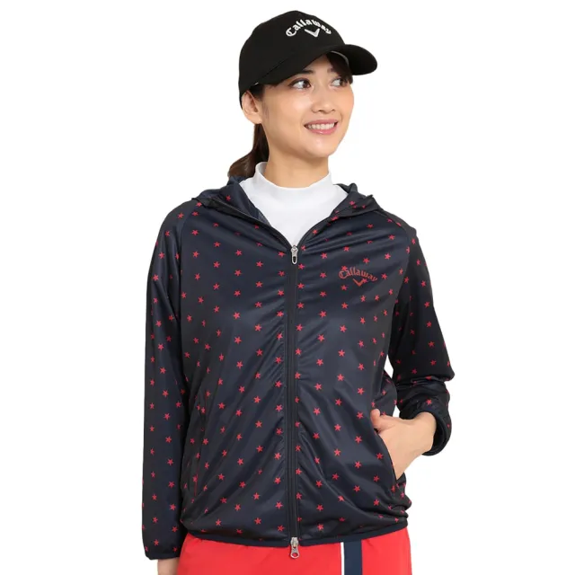 【Callaway 卡拉威】女士 印花拉鍊外套 深藍色(C22215200_1120)
