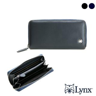 【Lynx】美國山貓精選nappa牛皮軟質感8卡拉鍊袋加厚長夾-共2色