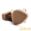 【ORIN】質感菱格壓紋真皮尖頭中跟鞋(裸色)