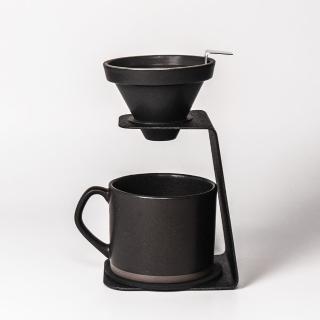 【上作美器】環保手沖咖啡架套組(馬克杯、陶瓷濾杯滴頭、手沖支架、不鏽鋼過濾器、杯墊)