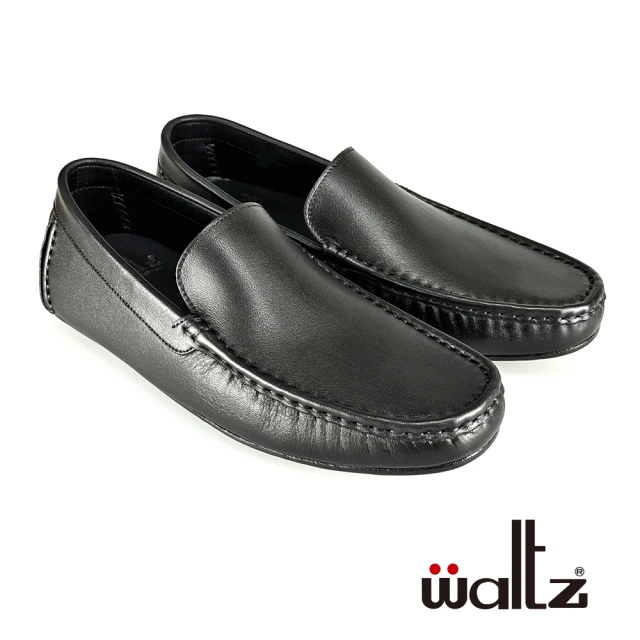 【Waltz】舒適雅皮 真皮懶人鞋 豆豆鞋 休閒鞋(622228-02華爾滋皮鞋)