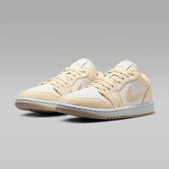 NIKE 耐吉】Air Jordan 1 Low SE 女鞋米黃色刺繡AJ1 喬丹運動經典休閒