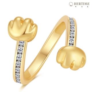 【hertime 時光盒】動物水晶戒指(金色貓掌)