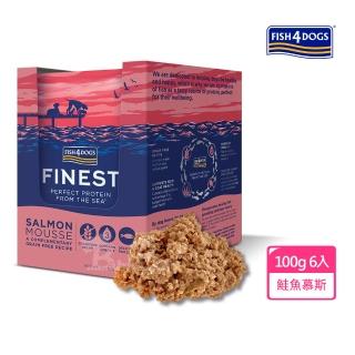 【FISH4DOGS 海洋之星】海藻精華鮭魚慕斯-犬用 100g*6包/1盒(狗 濕食 肉泥 無穀)