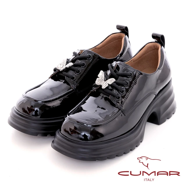 CUMAR 小方頭同面色飾釦粗跟鞋(黑)好評推薦