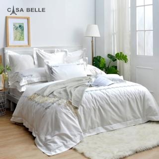 【格蕾寢飾】CASA BELLE 《浪海漫影》匹馬棉刺繡防蹣抗菌吸濕排汗兩用被床包組-雙人150x186cm(兩色可選) 涼
