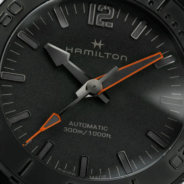 【HAMILTON 漢米爾頓旗艦館】卡其海軍系列腕錶FROGMAN AUTO腕錶46mm(自動上鍊 中性 橡膠錶帶 H77845330)