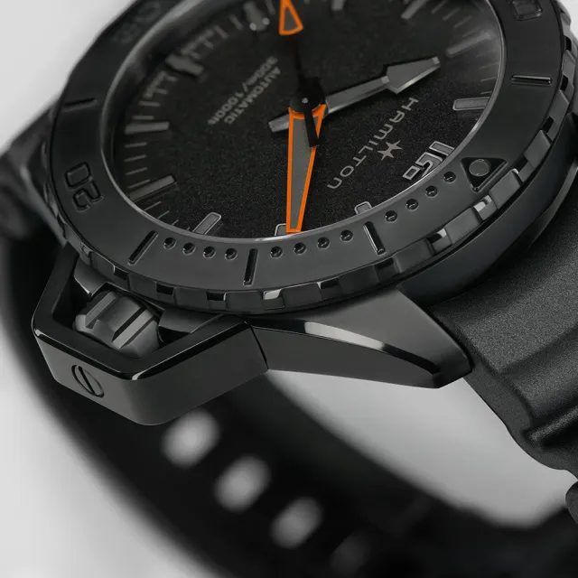 【HAMILTON 漢米爾頓旗艦館】卡其海軍系列腕錶FROGMAN AUTO腕錶46mm(自動上鍊 中性 橡膠錶帶 H77845330)