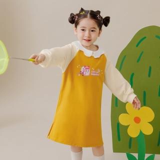 【OB 嚴選】POLI波力安寶印花拉克蘭袖側開衩女童洋裝 《IP0019》