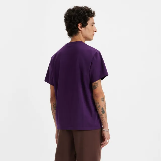 【LEVIS】Gold Tab金標系列 男款 寬鬆版短袖素T恤 紫 上衣 熱賣單品 A3757-0032