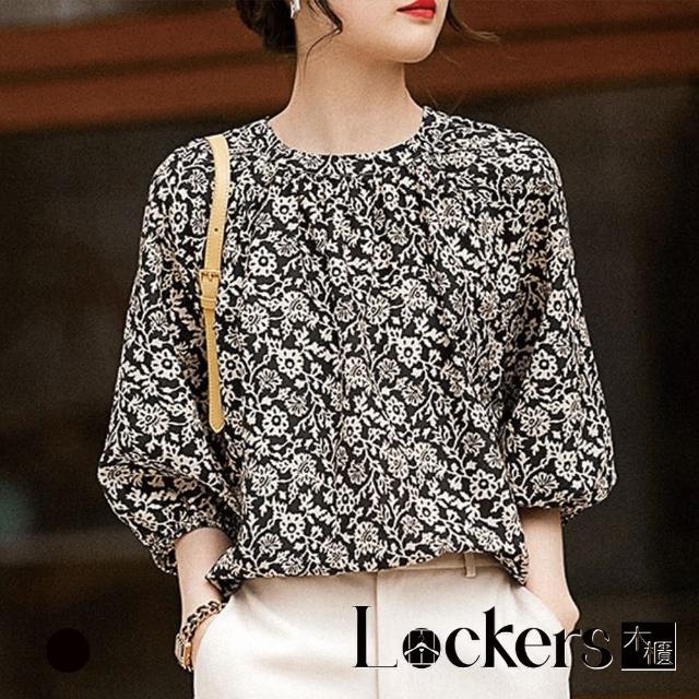 【Lockers 木櫃】秋季美而不自知復古印花上衣 L112091806(印花上衣)
