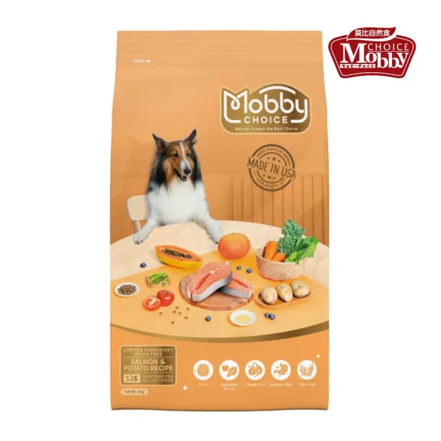 【Mobby 莫比】S26鮭魚馬鈴薯全齡犬無穀食譜 3kg（1.5kg*2包出貨）(狗糧、狗飼料、犬糧)