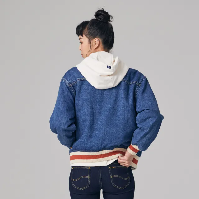 【Lee】女裝 牛仔外套 / 棒球外套 中藍洗水 季節性版型(LB314017982)